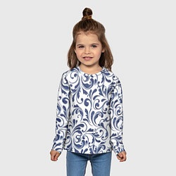 Лонгслив детский Гжелевый рисунок, цвет: 3D-принт — фото 2