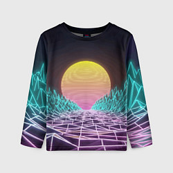 Лонгслив детский Vaporwave Закат солнца в горах Neon, цвет: 3D-принт