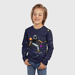 Лонгслив детский Космонавт - скейтбордист, цвет: 3D-принт — фото 2