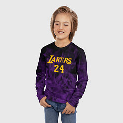 Лонгслив детский Lakers 24 фиолетовое пламя, цвет: 3D-принт — фото 2