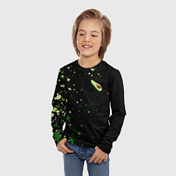 Лонгслив детский Авокадо avocado брызги, цвет: 3D-принт — фото 2