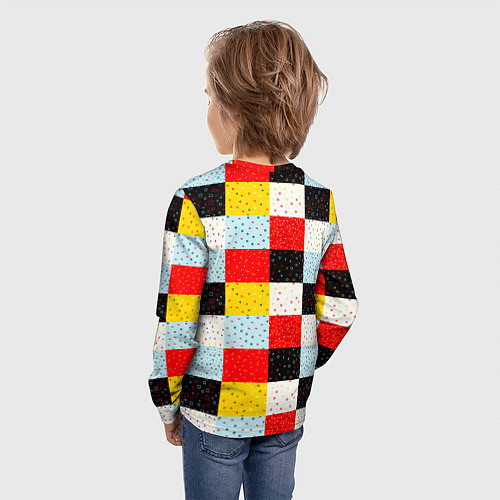 Детский лонгслив MULTICOLORED SQUARE MOSAIC / 3D-принт – фото 4