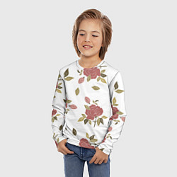 Лонгслив детский Розовые розы на светлом фоне, цвет: 3D-принт — фото 2