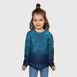 Лонгслив детский Синий абстрактный мраморный узор, цвет: 3D-принт — фото 2