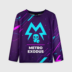 Лонгслив детский Символ Metro Exodus в неоновых цветах на темном фо, цвет: 3D-принт