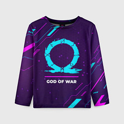 Лонгслив детский Символ God of War в неоновых цветах на темном фоне, цвет: 3D-принт