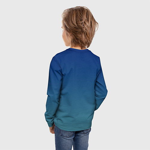 Детский лонгслив Текстурированный сине-бирюзовый градиент / 3D-принт – фото 4