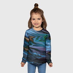 Лонгслив детский Сине-зеленый абстрактный размытый узор, цвет: 3D-принт — фото 2