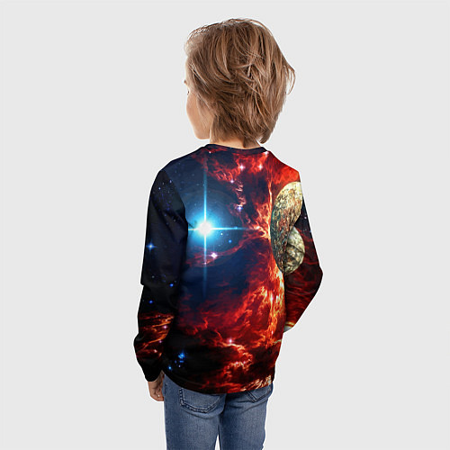 Детский лонгслив Яркая звезда в космическом пространстве / 3D-принт – фото 4