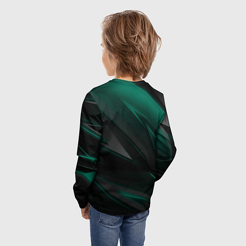 Детский лонгслив Бирюзовый черный фон / 3D-принт – фото 4