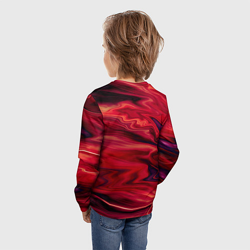 Детский лонгслив Красный абстрактный модный узор / 3D-принт – фото 4