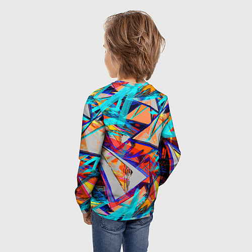 Детский лонгслив Яркий неоновый абстрактный узор / 3D-принт – фото 4