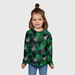 Лонгслив детский Зеленый, серый и черный геометрический, цвет: 3D-принт — фото 2