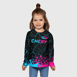 Лонгслив детский Chery - neon gradient: символ сверху, цвет: 3D-принт — фото 2