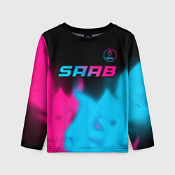 Детский лонгслив Saab - neon gradient: символ сверху