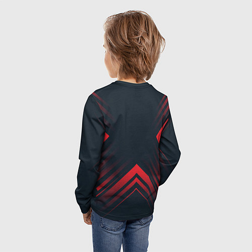 Детский лонгслив Красный символ Apex Legends на темном фоне со стре / 3D-принт – фото 4