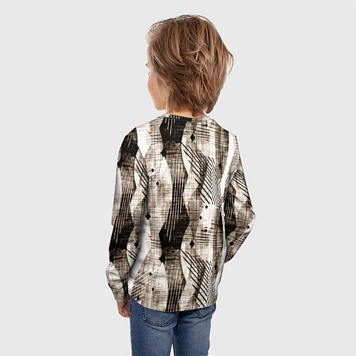 Детский лонгслив Абстрактный гранжевый коричнево-бежевый / 3D-принт – фото 4