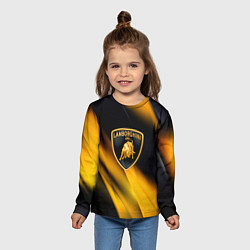 Лонгслив детский Lamborghini - Жёлто-чёрный абстракция, цвет: 3D-принт — фото 2