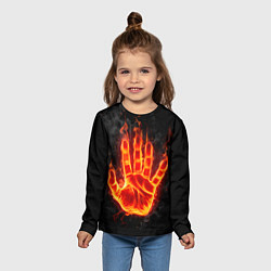 Лонгслив детский Ладонь из огня, цвет: 3D-принт — фото 2