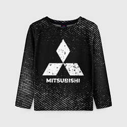 Лонгслив детский Mitsubishi с потертостями на темном фоне, цвет: 3D-принт