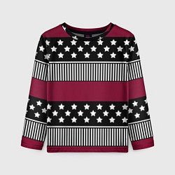 Лонгслив детский Burgundy black striped pattern, цвет: 3D-принт