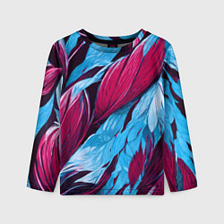 Лонгслив детский Яркие экзотические перья, цвет: 3D-принт