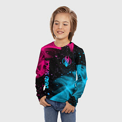 Лонгслив детский Dead Space - neon gradient: символ и надпись верти, цвет: 3D-принт — фото 2
