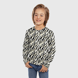 Лонгслив детский Тигровый полосатый узор-черные, бежевые полосы на, цвет: 3D-принт — фото 2