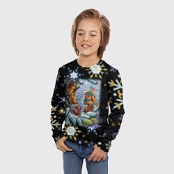 Лонгслив детский Новый год белка с бельчатами, цвет: 3D-принт — фото 2