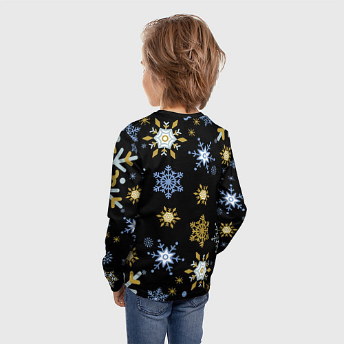 Детский лонгслив Новый год мальчик и щенок / 3D-принт – фото 4