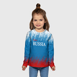 Лонгслив детский Российский триколор - Я люблю Россию, цвет: 3D-принт — фото 2