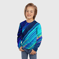 Лонгслив детский Голографические волны, тёмная абстракция, цвет: 3D-принт — фото 2