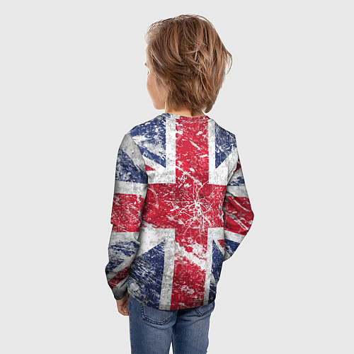 Детский лонгслив The Beatles - лого на фоне флага Великобритании / 3D-принт – фото 4