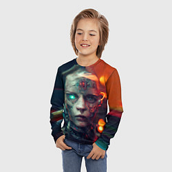 Лонгслив детский Девушка - киборг, цвет: 3D-принт — фото 2