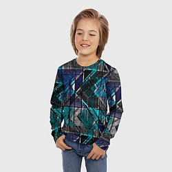 Лонгслив детский Сине - черная гранжевая абстракция, цвет: 3D-принт — фото 2