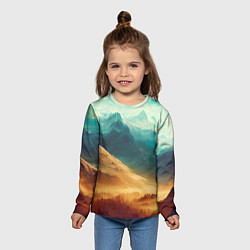 Лонгслив детский Завораживающий горный вид - рисунок, цвет: 3D-принт — фото 2
