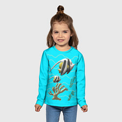Лонгслив детский Подводный мир рыбки кораллы, цвет: 3D-принт — фото 2