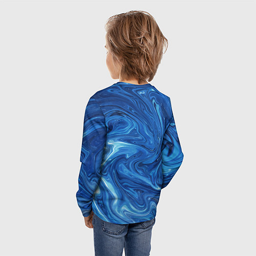Детский лонгслив Волновые разводы на поверхности воды / 3D-принт – фото 4