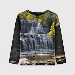 Детский лонгслив Водопад, солнечные лучи и лес