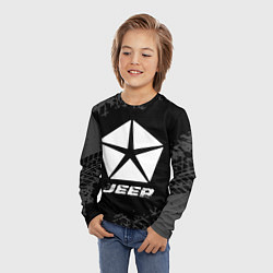 Лонгслив детский Jeep speed на темном фоне со следами шин, цвет: 3D-принт — фото 2
