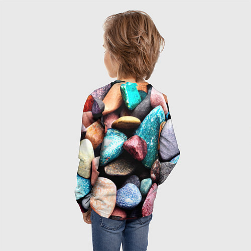 Детский лонгслив Камни разноцветные / 3D-принт – фото 4