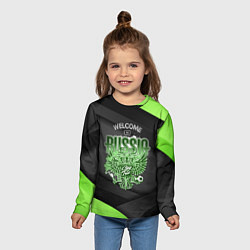 Лонгслив детский Герб России - спортивный черно-зеленый стиль, цвет: 3D-принт — фото 2