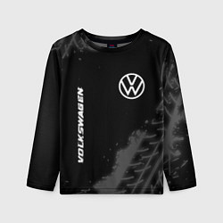Лонгслив детский Volkswagen speed на темном фоне со следами шин: на, цвет: 3D-принт