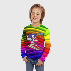 Лонгслив детский Sonic - hedgehog - skateboarding - bands, цвет: 3D-принт — фото 2