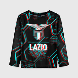 Лонгслив детский Lazio FC в стиле glitch на темном фоне, цвет: 3D-принт