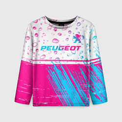 Лонгслив детский Peugeot neon gradient style: символ сверху, цвет: 3D-принт