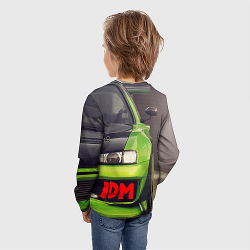 Детский лонгслив JDM машина зеленая тюнингованная / 3D-принт – фото 4
