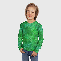 Лонгслив детский Узорчатый зеленый стеклоблок имитация, цвет: 3D-принт — фото 2