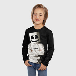 Лонгслив детский Marshmello на чёрном фоне, цвет: 3D-принт — фото 2