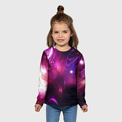 Лонгслив детский Фиолетовые неоновые блики, цвет: 3D-принт — фото 2